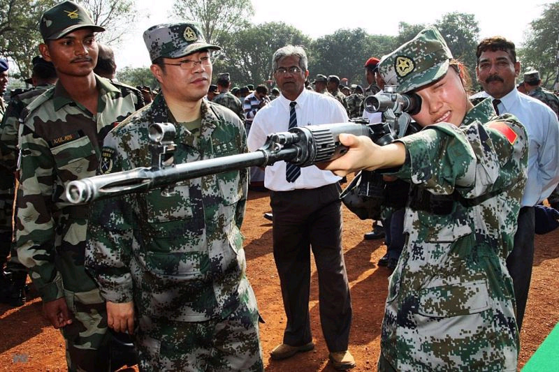 Chinese soldier in India with Russian SVD