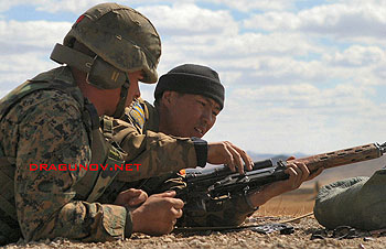 US Marine and Mongolian sniper