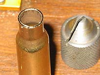 Trimmed case will have a sharp edge, use the deburring tool to smooth the case mouth.